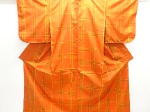 格子模様織り出し米沢紬着物アンサンブル